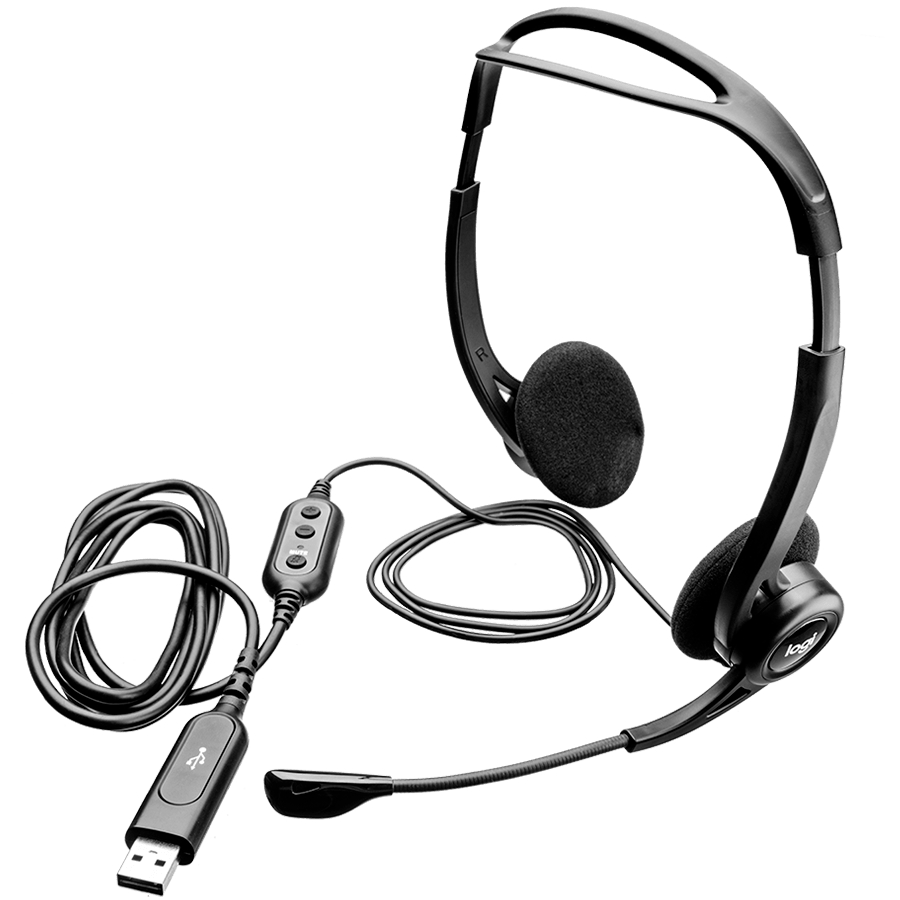 Logitech PC 960 Corded Stereo Headset - BLACK