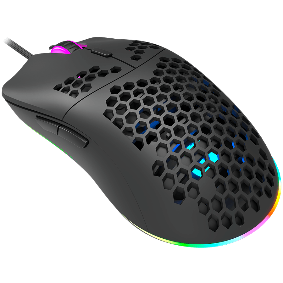 CANYON Puncher GM-11, Gaming Mouse with 7 programmable buttons, Pixart 3519 optical sensor, 4 levels of DPI and up to 4200, 5 million times key life, 1.65m Ultraweave cable, UPE feet and colorful RGB lights, Black, size:128.5x67x37.5mm, 105g