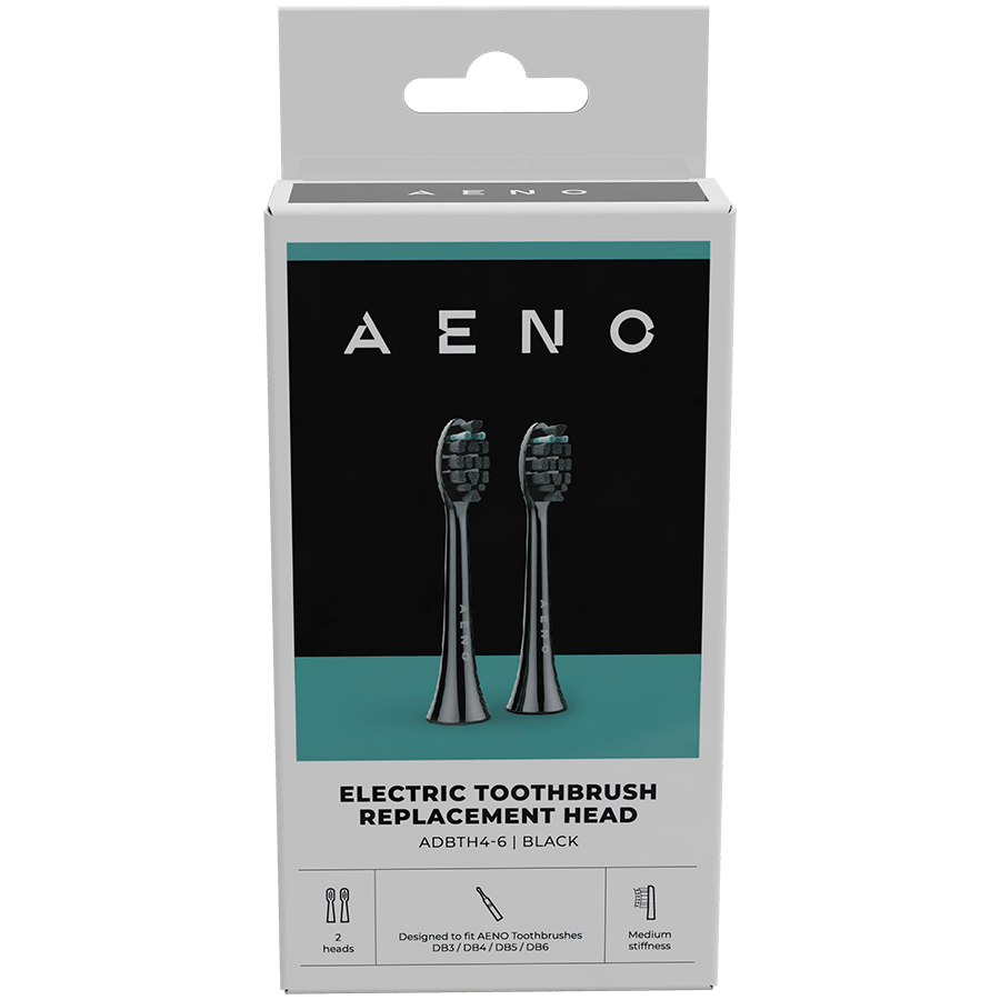 AENO Replacement toothbrush heads, Black, Dupont bristles, 2pcs in set (for ADB0004/ADB0006 and ADB0003/ADB0005)