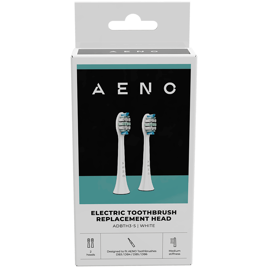 AENO Replacement toothbrush heads, White, Dupont bristles, 2pcs in set (for ADB0003/ADB0005 and ADB0004/ADB0006)