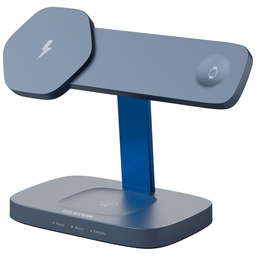 CANYON Wireless Charging Station Hexagon 310 3in1 DarkGrey/Blue