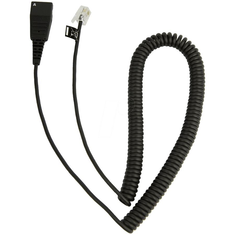 Jabra QD Cord to RJ10, coiled, 0, 5 - 2 meters, for Lucent Callmaster V, VI, Cisco 79xx and PLX A22