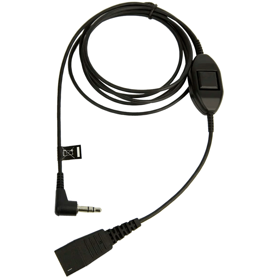 Jabra QD Cord to 3.5 mm jack. With in-line call-answering; for Alcatel 8er and 9er Series