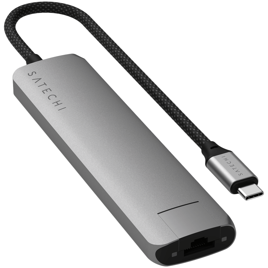 SATECHI 7-in-1 USB-C Slim Multiport Adapter with Ethernet (Space Grey)