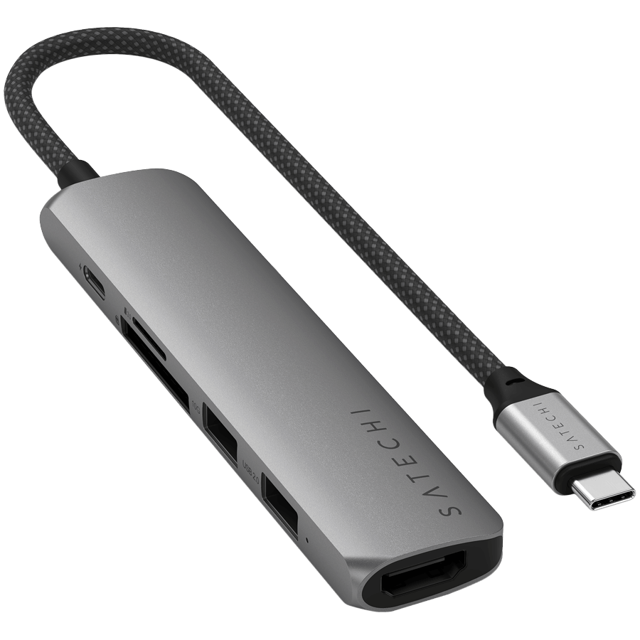 SATECHI 6-in-1 USB-C Slim Multiport Adapter (Space Grey)