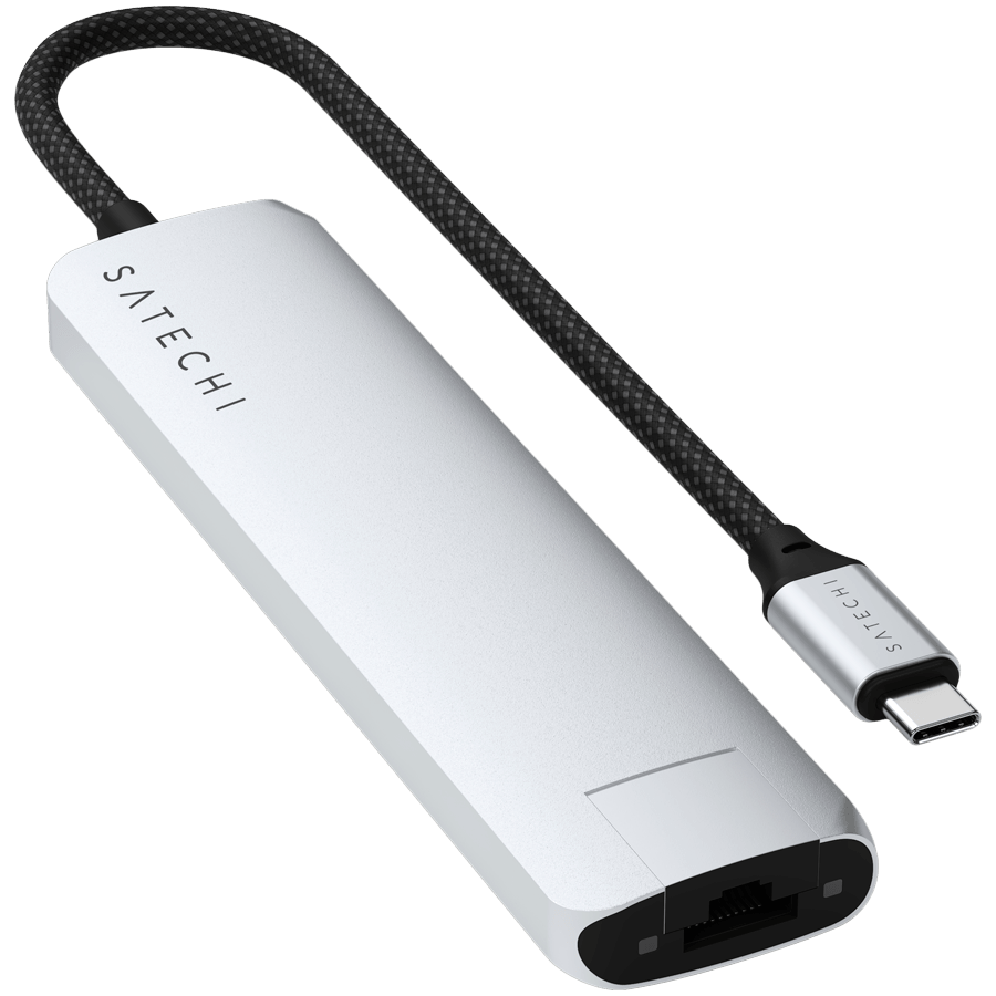 SATECHI 7-in-1 USB-C Slim Multiport Adapter with Ethernet (Silver)