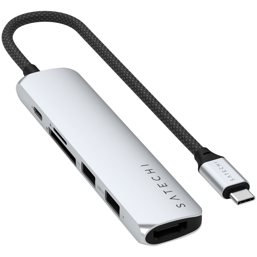 SATECHI 6-in-1 USB-C Slim Multiport Adapter (Silver)
