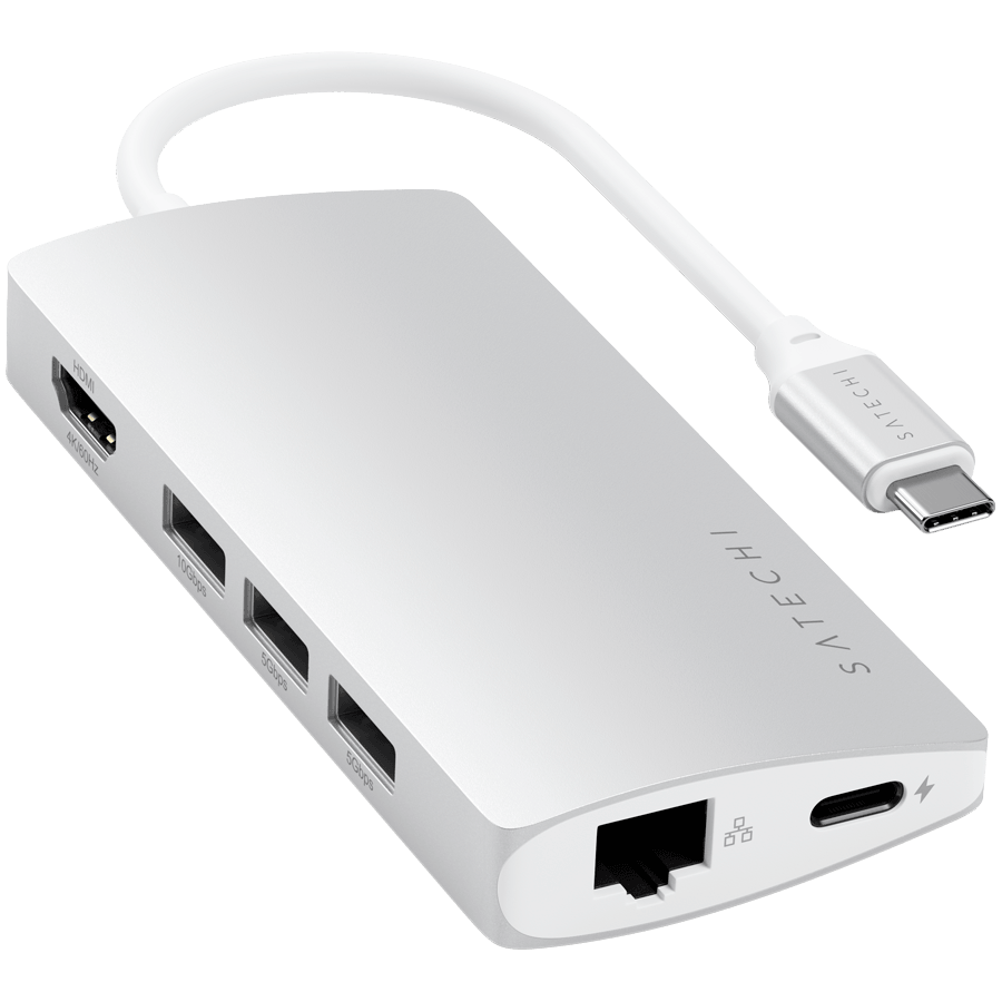 SATECHI Type-C Multi-Port Adapter 4K with Ethernet V2 Silver