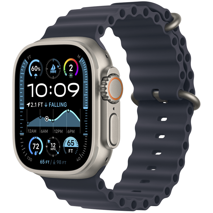 Apple 49mm Navy Ocean Band - Natural Titanium Finish
