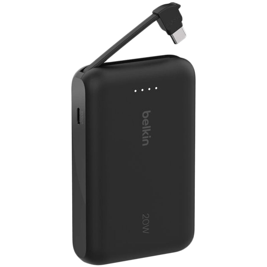 BELKIN 10k PD20w Integrated USB-C Cable Power Bank, Black