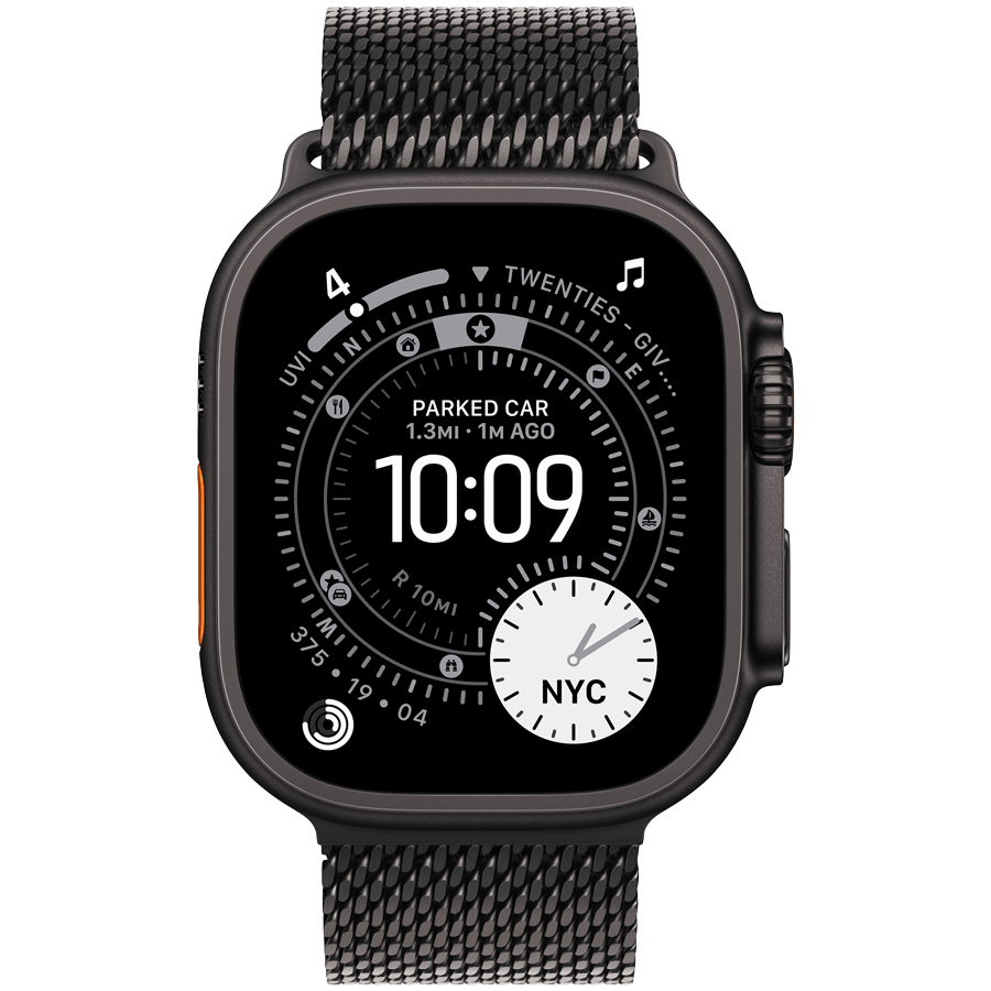 Apple Watch Ultra 3 GPS + Cellular 49mm Black Titanium Case with Black Titanium Milanese Loop - Large