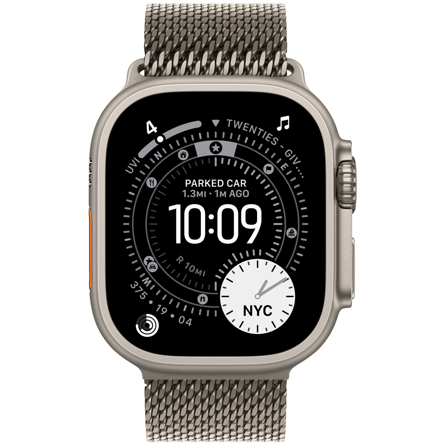 Apple Watch Ultra 3 GPS + Cellular 49mm Natural Titanium Case with Natural Titanium Milanese Loop - Small