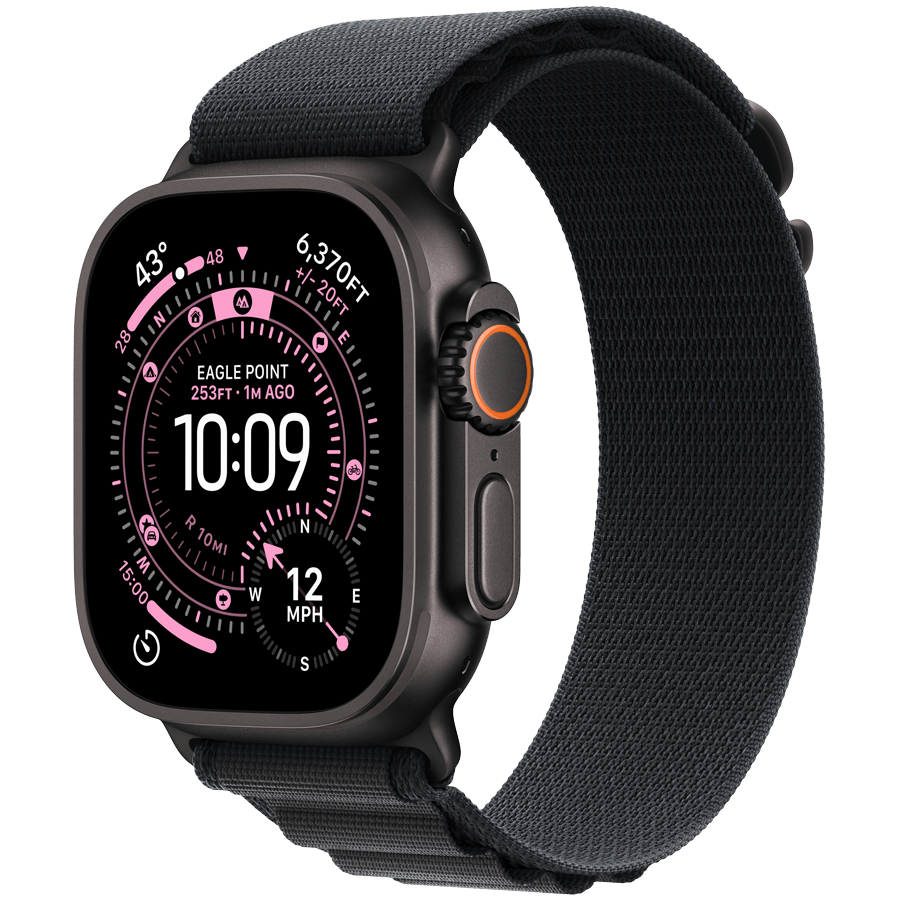 Apple Watch Ultra 3 GPS + Cellular 49mm Black Titanium Case with Black Alpine Loop - Large