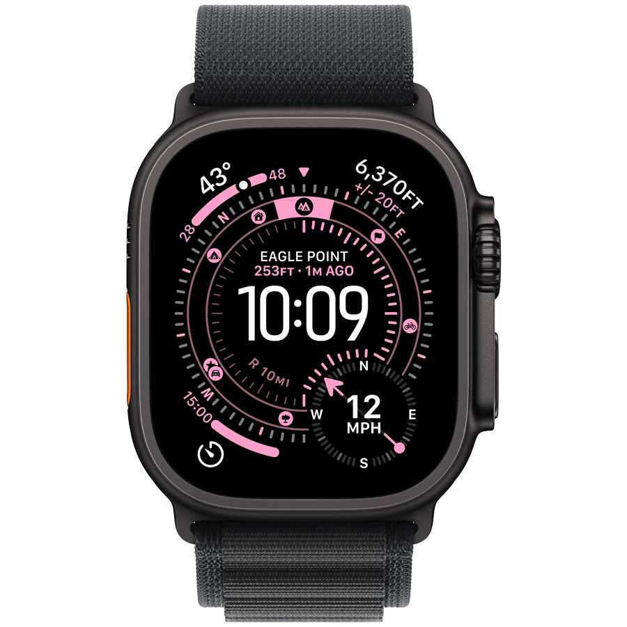 Apple Watch Ultra 3 GPS + Cellular 49mm Black Titanium Case with Black Alpine Loop - Large