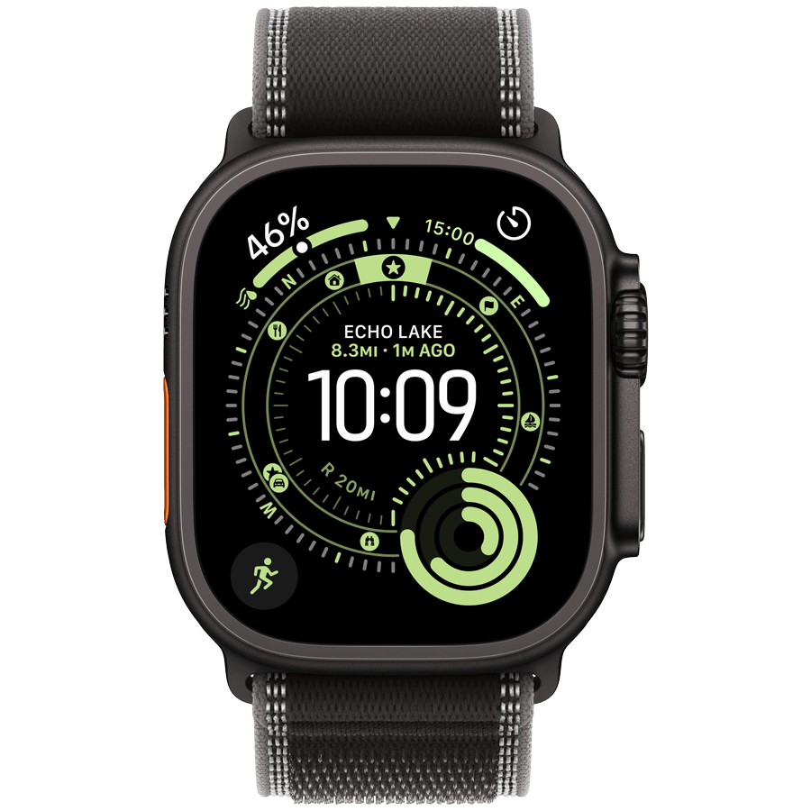 Apple Watch Ultra 3 GPS + Cellular 49mm Black Titanium Case with Black/Charcoal Trail Loop - S/M