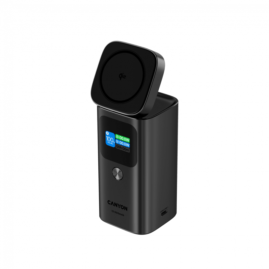 CANYON Qi2 magnetic power bank OnPower 150 15000mAh Aluminium Dark grey