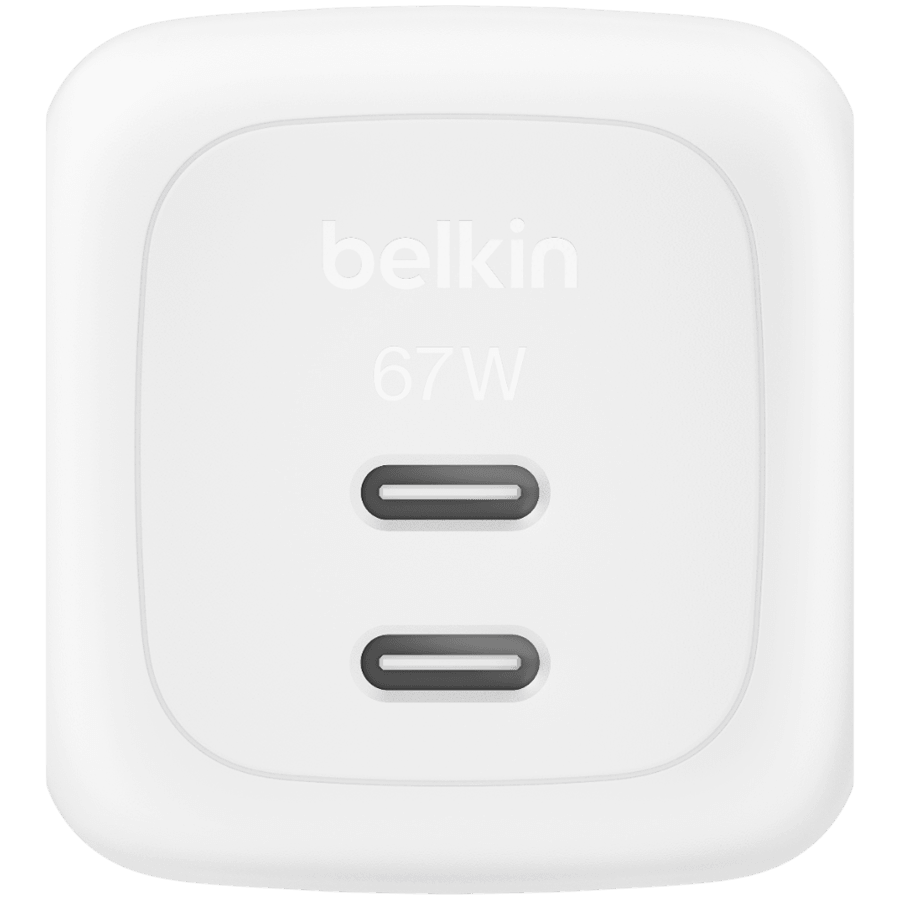 BELKIN 67w Dual USB-C PD wall Charger with PPS, White