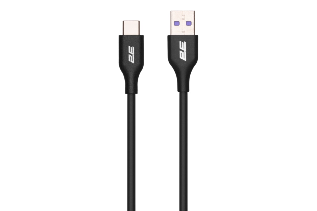 2E Сable USB-A > USB-C charge/data, 1m, Type-C, Glow, black