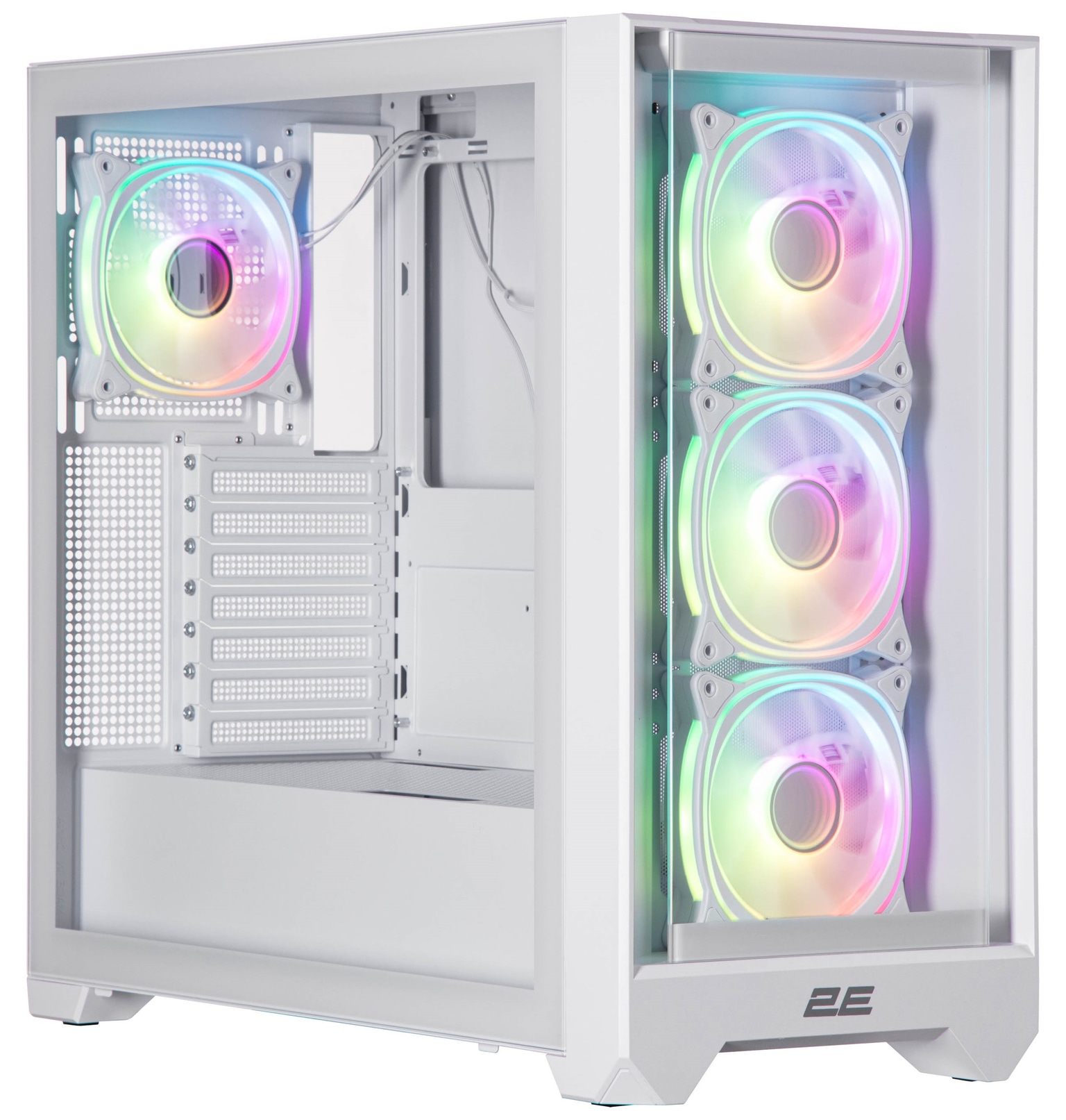 2E GAMING PC case Dominator Pro G2302W, without PSU, 2xUSB3.0, 1xUSBType-C, 4x120mm ARGB, VGA 380mm, LCS ready, controller with remote, TG Side Panel, TG/Mesh Front panel, ATX, white