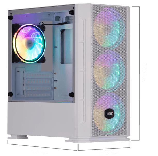2E GAMING Computer case CALLEO (GB700) MiniT, Micro ATX,Mini ITX,2xUSB2.0,1xUSB3.0,4x120mm ARGB, TG (side panel), without PSU, black