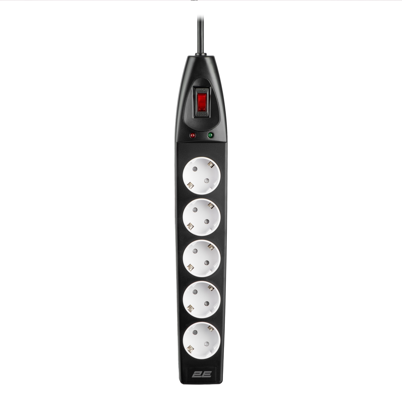 2E Power strip with surge protection, 10m, 5xTypeF, 16A, black - 2