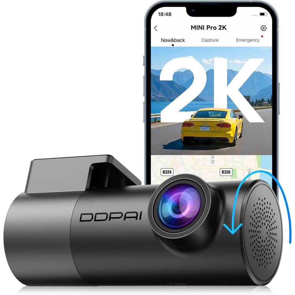 DDPAI Mini Pro 2K, 140° WIFI, Dash Cam, Car Video Recorder, Black