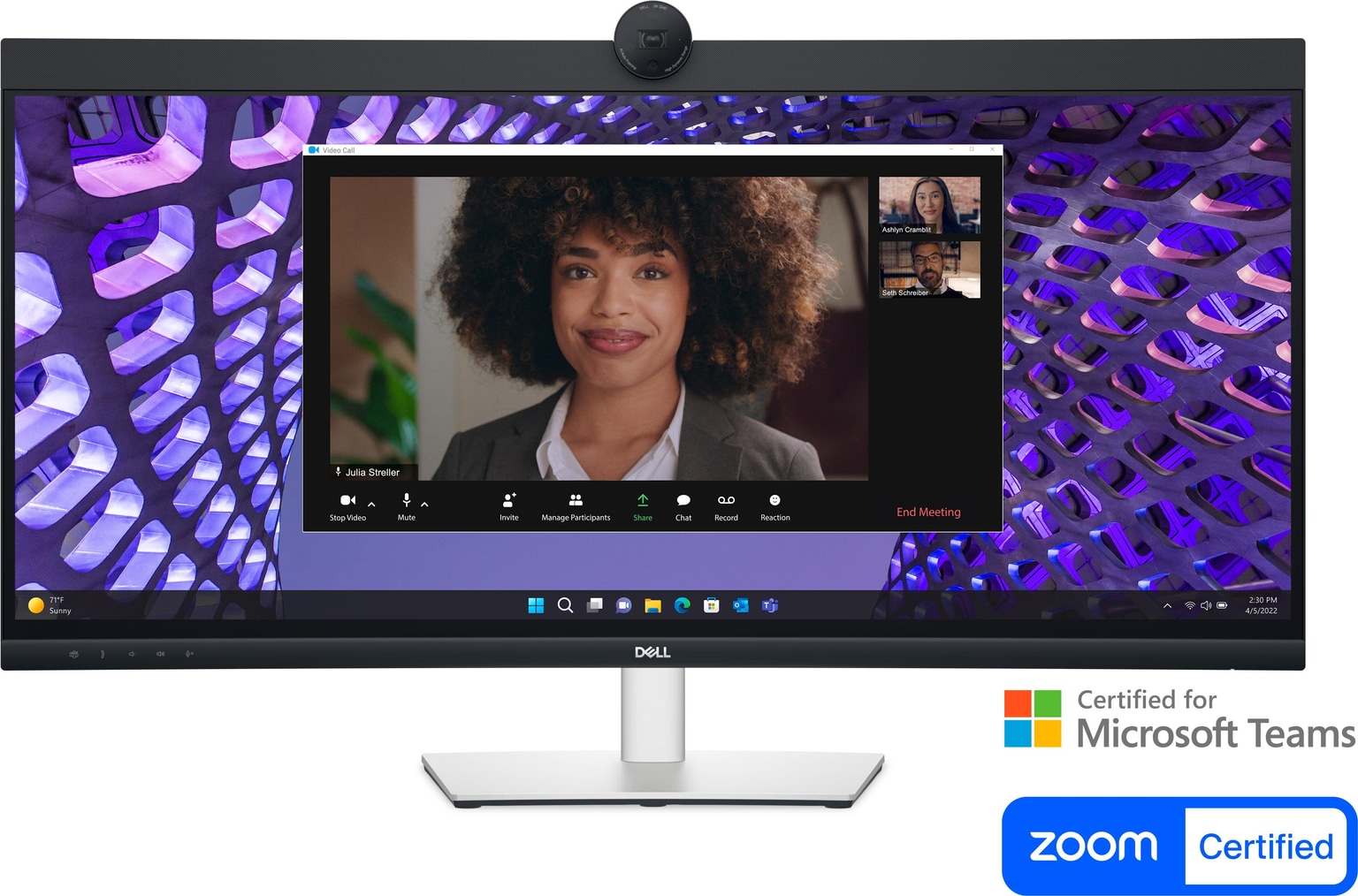 Dell Monitor 34" P3424WEB HDMI, DP, USB-C, RJ-45, MM, IPS, 3440x1440, 21:9, sRGB 99%, CURVED, HAS, Cam