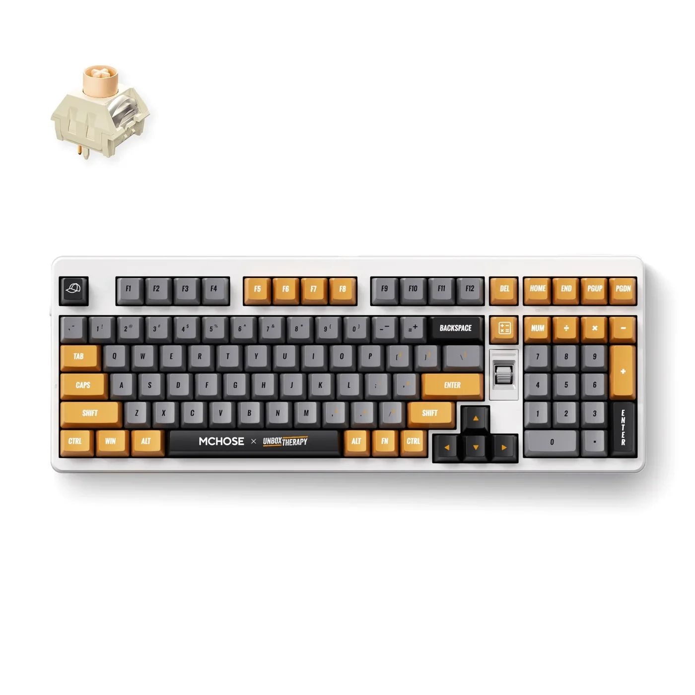 MCHOSE keyboard x Unbox Therapy UT98, Icy Creamsicle, USB-A/WL/BT, RGB, Retro Therapy