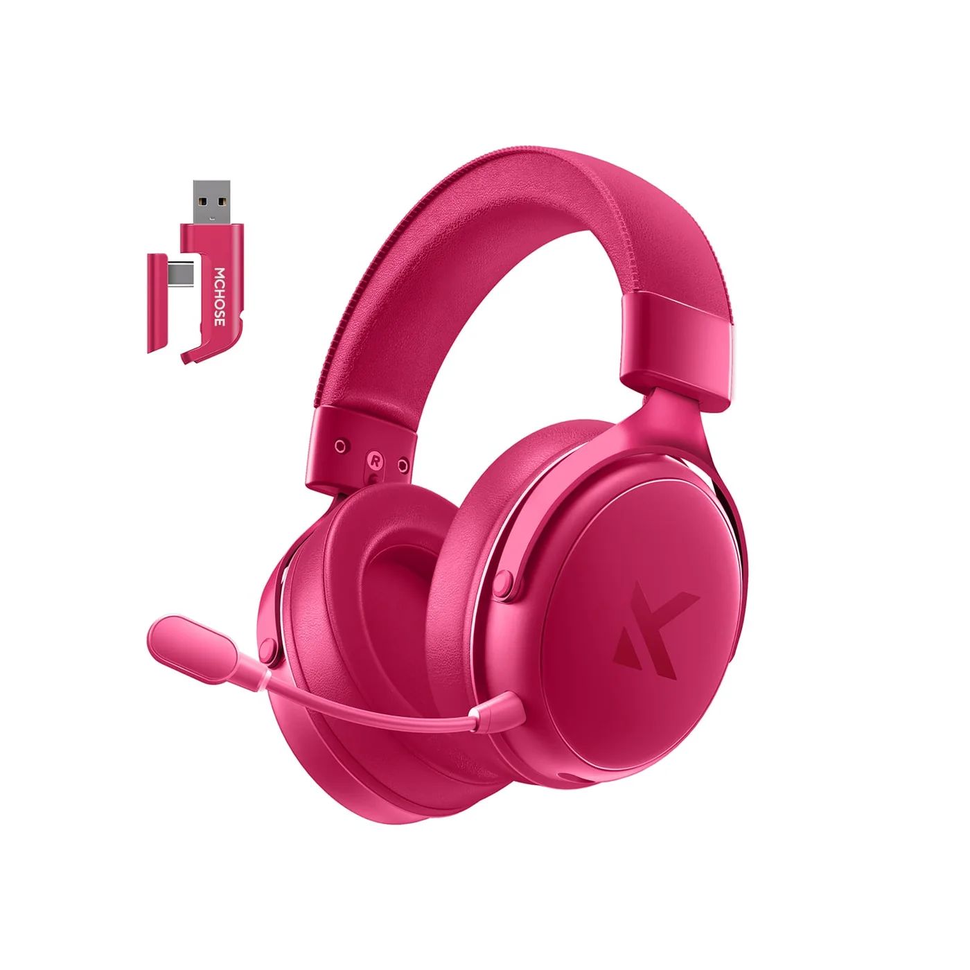 Headset MCHOSE V9 Pro, USB-A/WL/BT, Rose Red