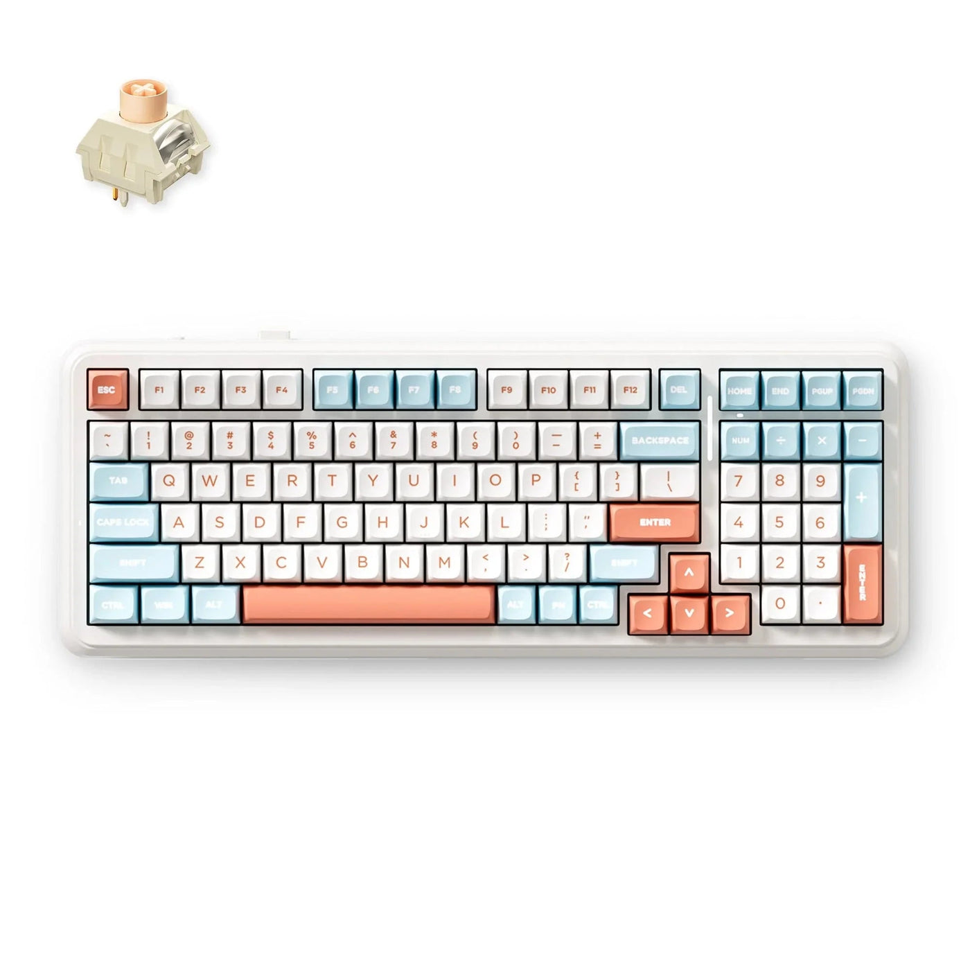 MCHOSE keyboard K99 V2, Icy Creamsicle, USB-A/WL/BT, RGB, Horizon Orange