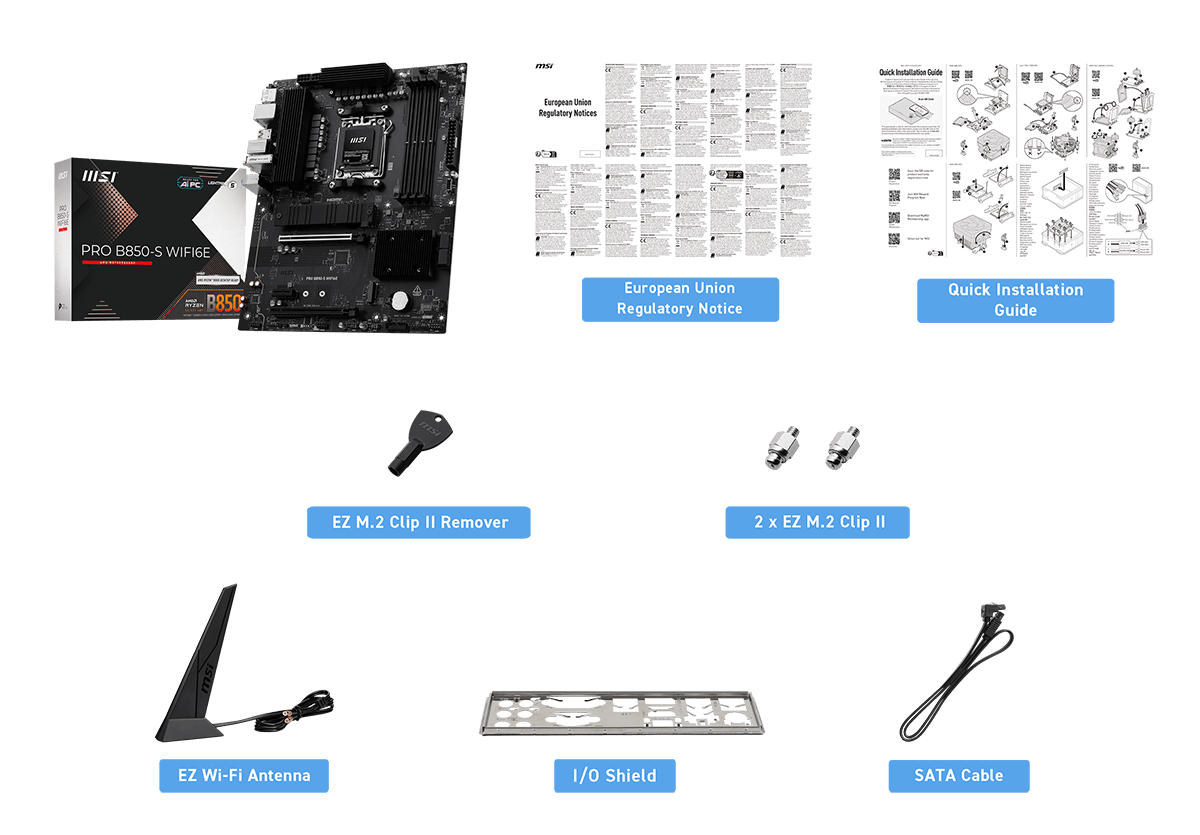 MSI Motherboard PRO B850-S WIFI6E sAM5 B850 4xDDR5 M.2 HDMI WiFi BT ATX - 2