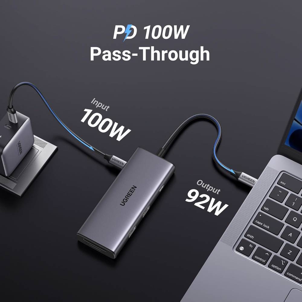 UGREEN CM498 Revodok Pro 107, HDMI, USB, SD/TF, Type-C, Hub, Dark Grey — 2