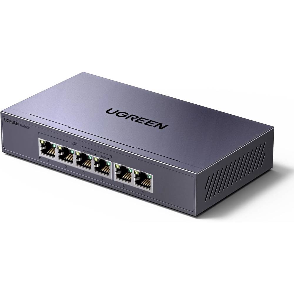 UGREEN CM741, 6-Port Gigabit, PoE+ Switch, Grey