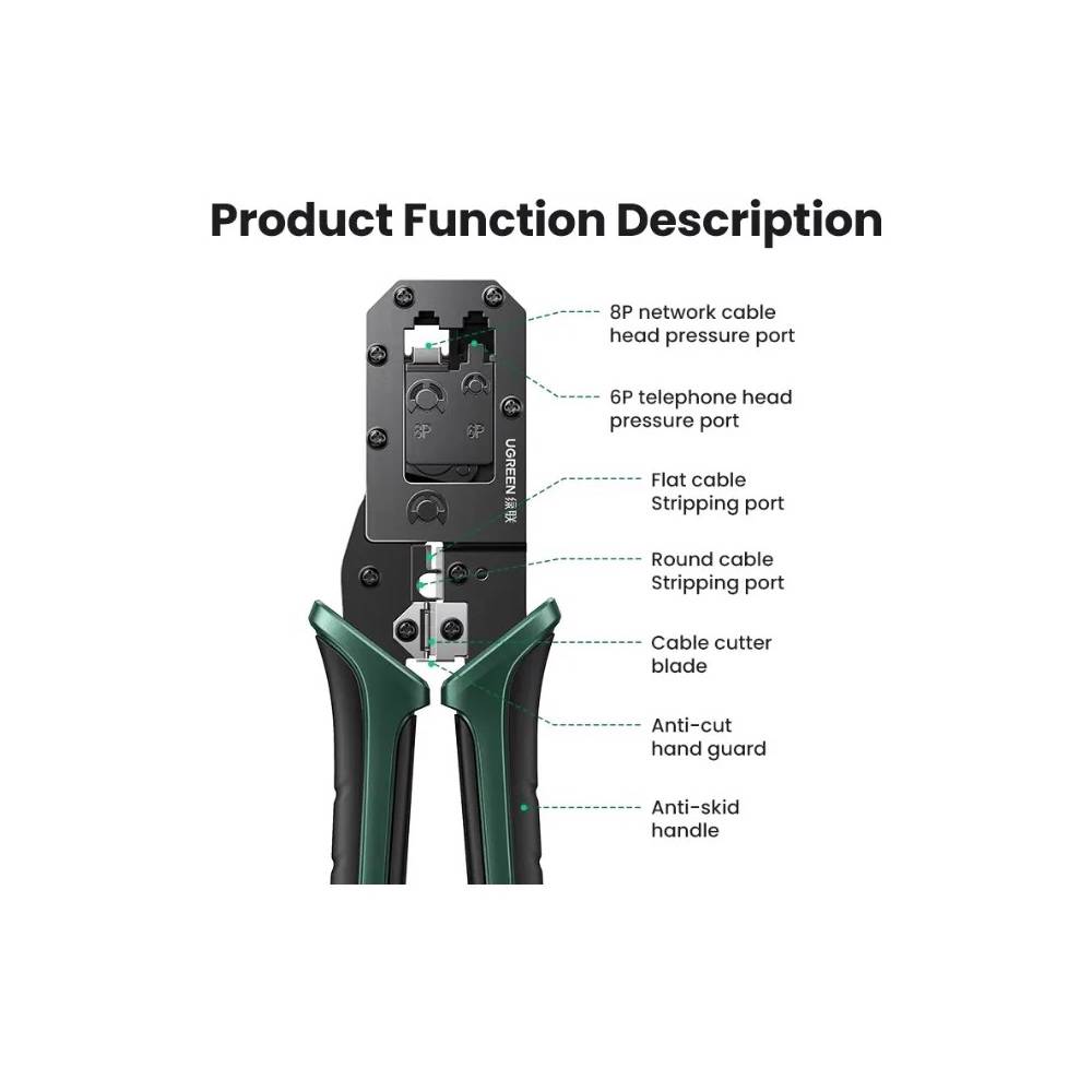 UGREEN NW304, Crimping Tool, Black/Green — 2
