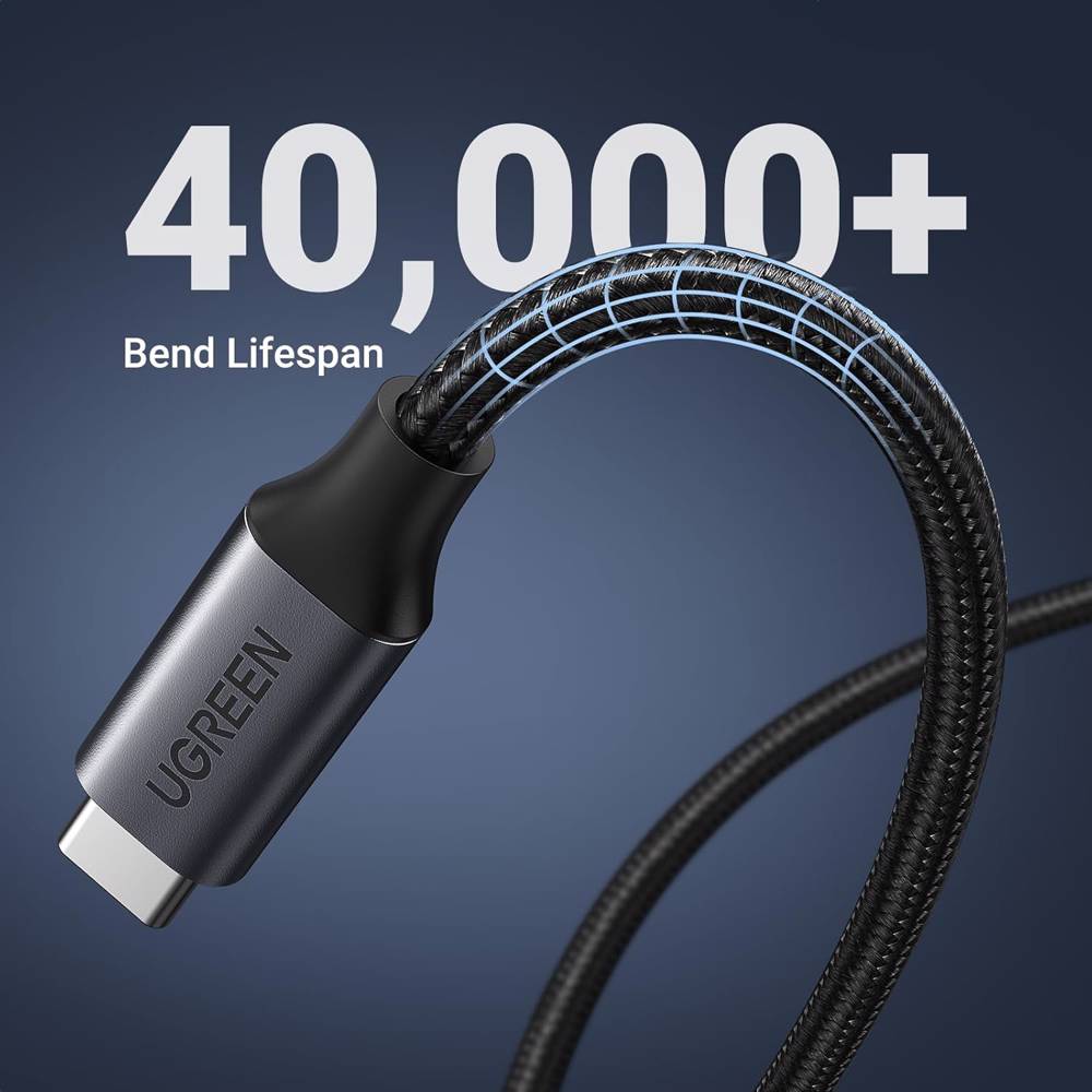 UGREEN US372, 100W, Type-C Extension Cable, 0.5m, Black — 2