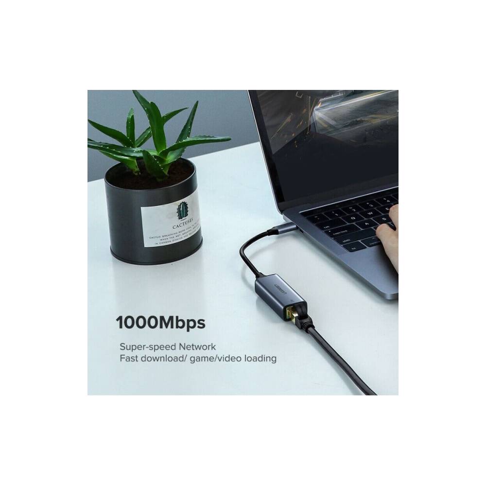 UGREEN CM199, USB Type-C to 10/100/1000M Ethernet Adapter, Space Gray — 2