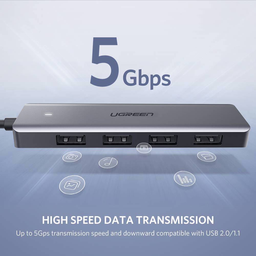 UGREEN CM219 UGREEN 4xUSB 3.0, Gray — 2