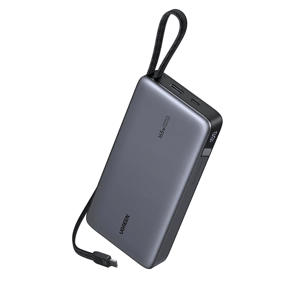 UGREEN PB552 Nexode, 25000mAh, Type-C, USB, Power Bank With Built-in Type-C Cable, Grey