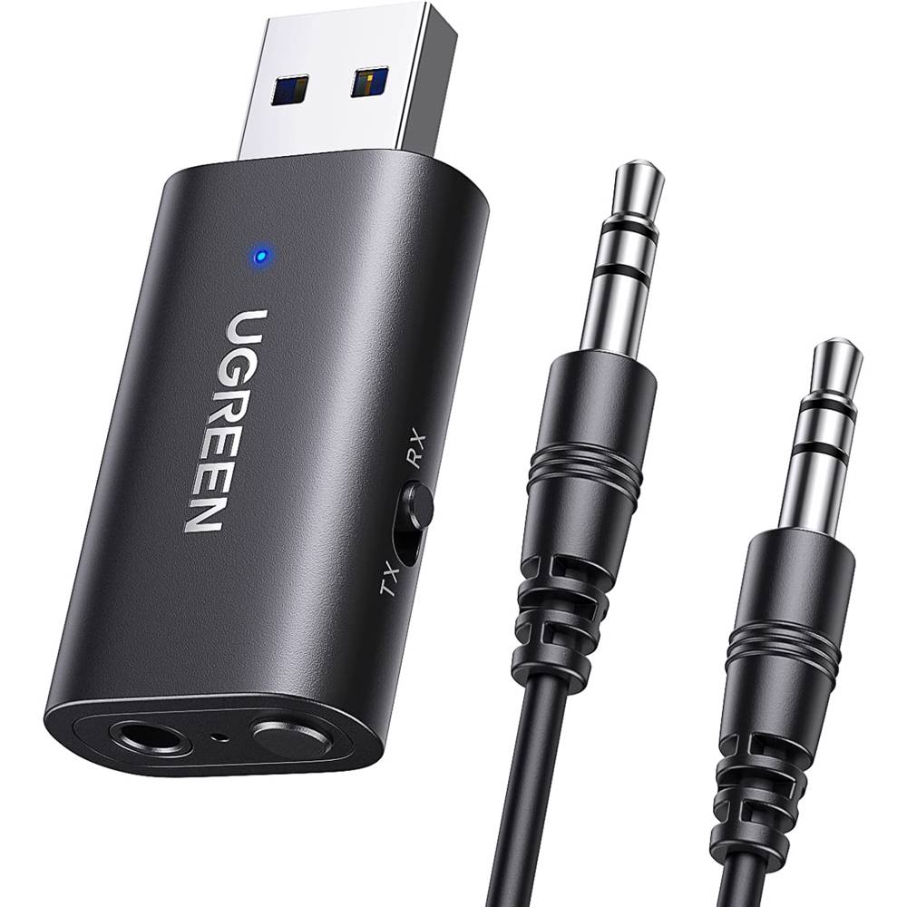 UGREEN CM523, USB 2.0 to 3.5mm Bluetooth Transmitter/Receiver Adapter, Black