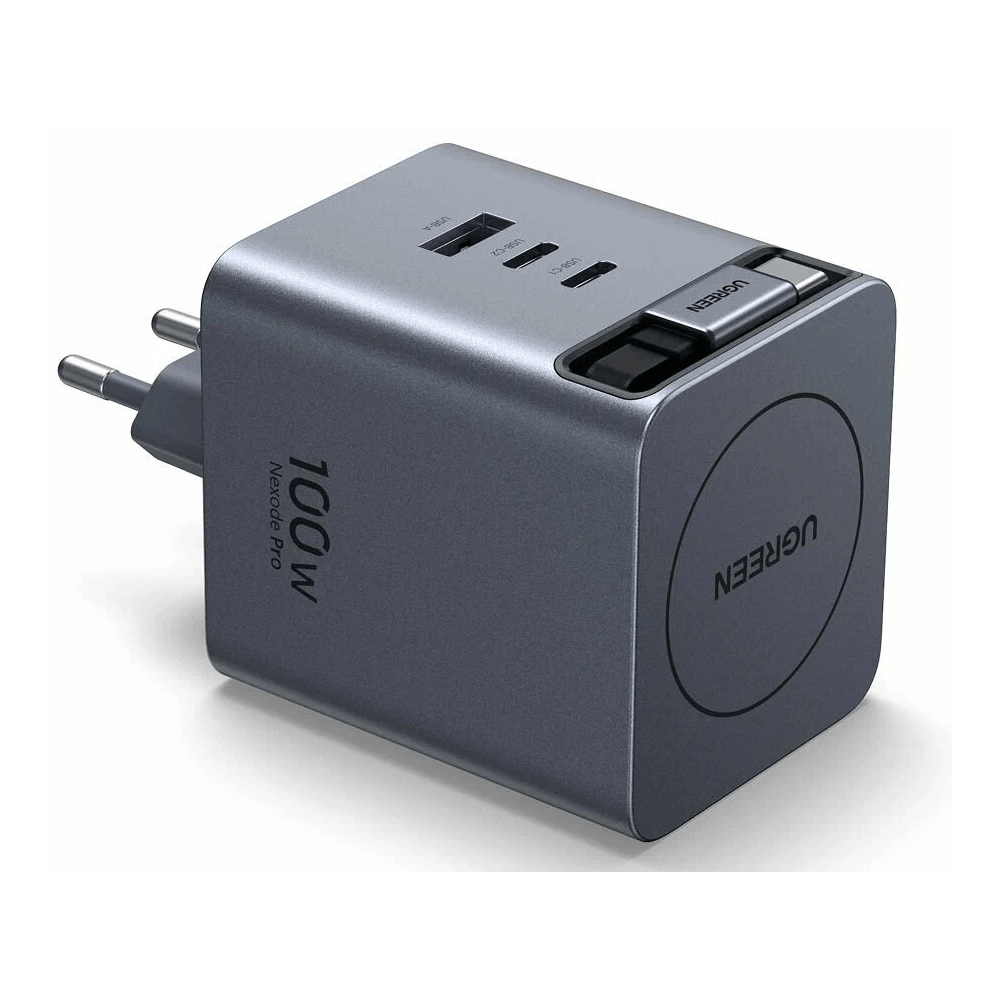 UGREEN X616, 100W, GaN Fast Charger with Retractable Cable, Grey