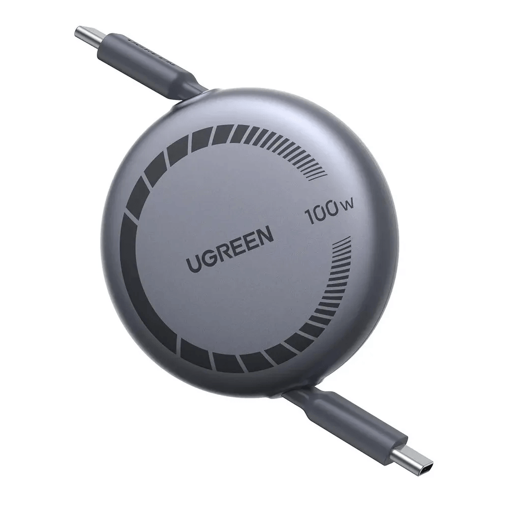 UGREEN L531, 100W, Type-C to Type-C PD Fast Charging Retractable Cable, 1m, Grey/Black