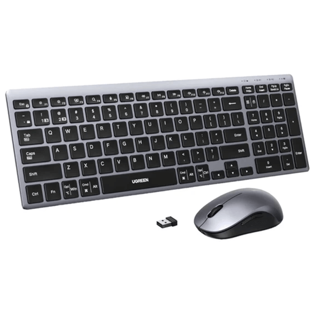 UGREEN MK552, Wireless, USB, Bluetooth, Keyboard And Mouse, Grey