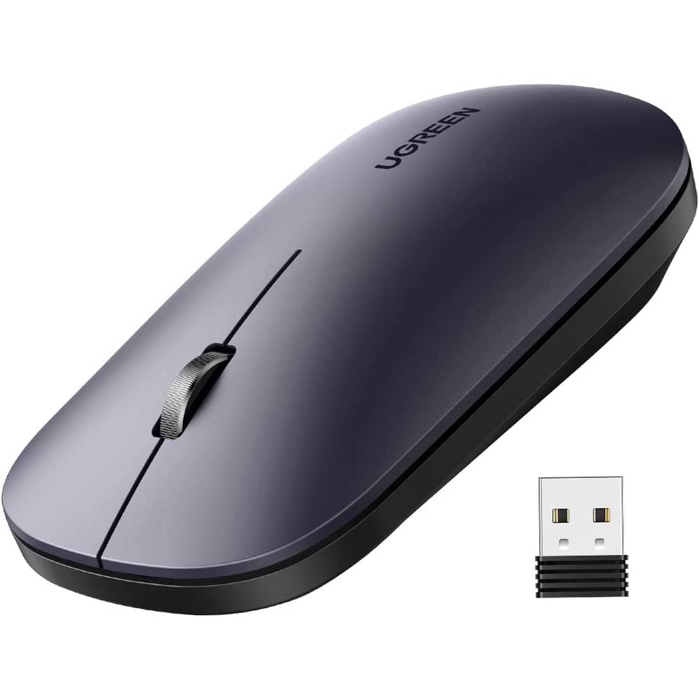 UGREEN MU001 Wireless 2.4G Slim Silent Mouse, 4000DP, Light Black