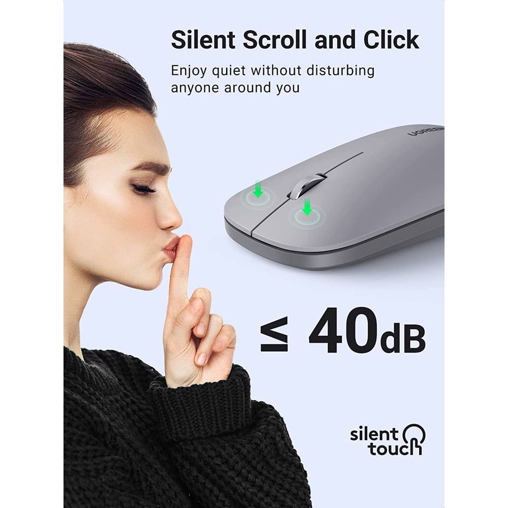 UGREEN MU001 Wireless 2.4G Slim Silent Mouse, 4000DP, Gray — 2
