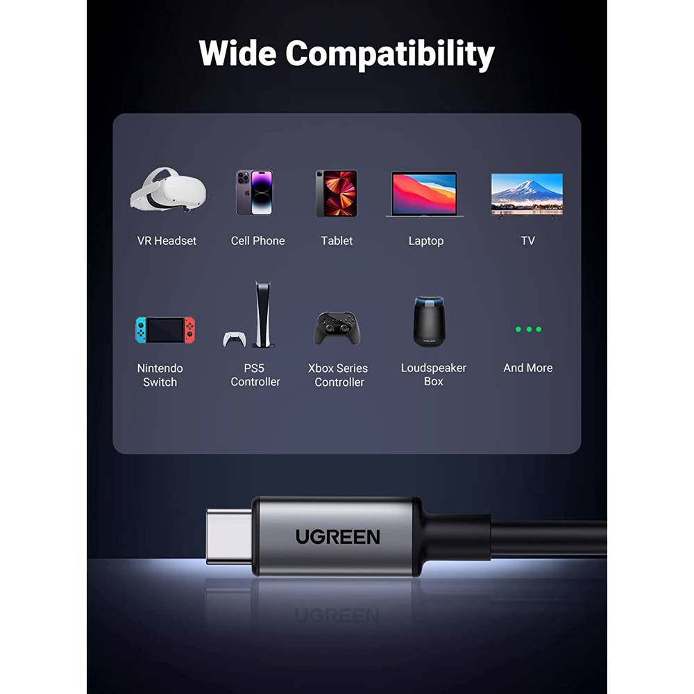 UGREEN US551, 60W, Type-c to Type-c Cable, 5m, Black — 2