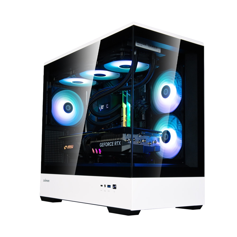 Zalman PC case P30 without PSU, 1xUSB3.0, 1xUSBType-C, 3x120mm ARGB, VGA 420mm, LCS ready, TG Side Panel, mATX, black/white - 2
