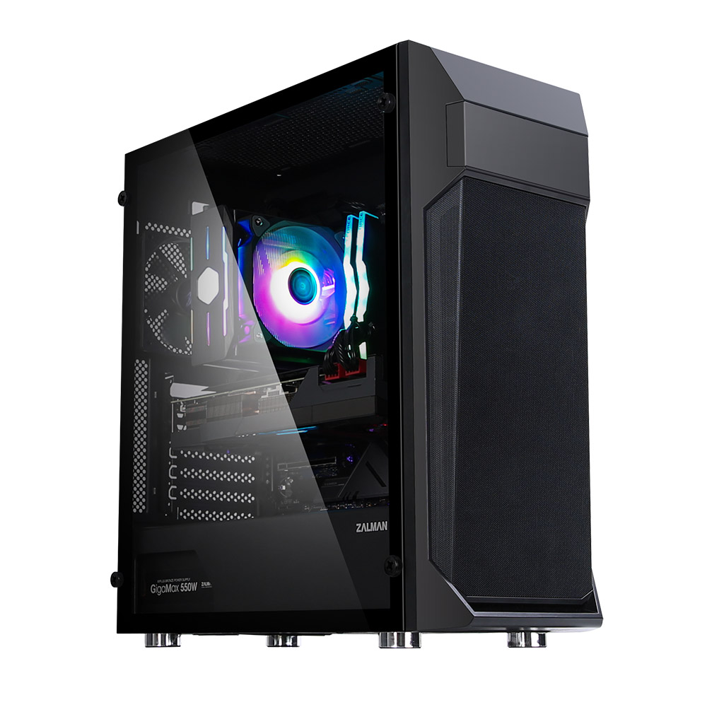 Zalman PC case Z1 Plus without PSU, 2xUSB3.0, 1xUSB2.0, 3x120mm, VGA 385mm, LCS ready, TG Side Panel, ATX, black