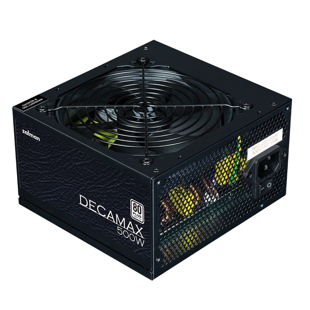 Zalman PSU Decamax (500W) 85%, 80 Plus, 120mm, 1xMB 24pin(20+4), 1xCPU 8pin(4+4), 3xMolex, 4xSATA, 2xPCIe 8pin(6+2)