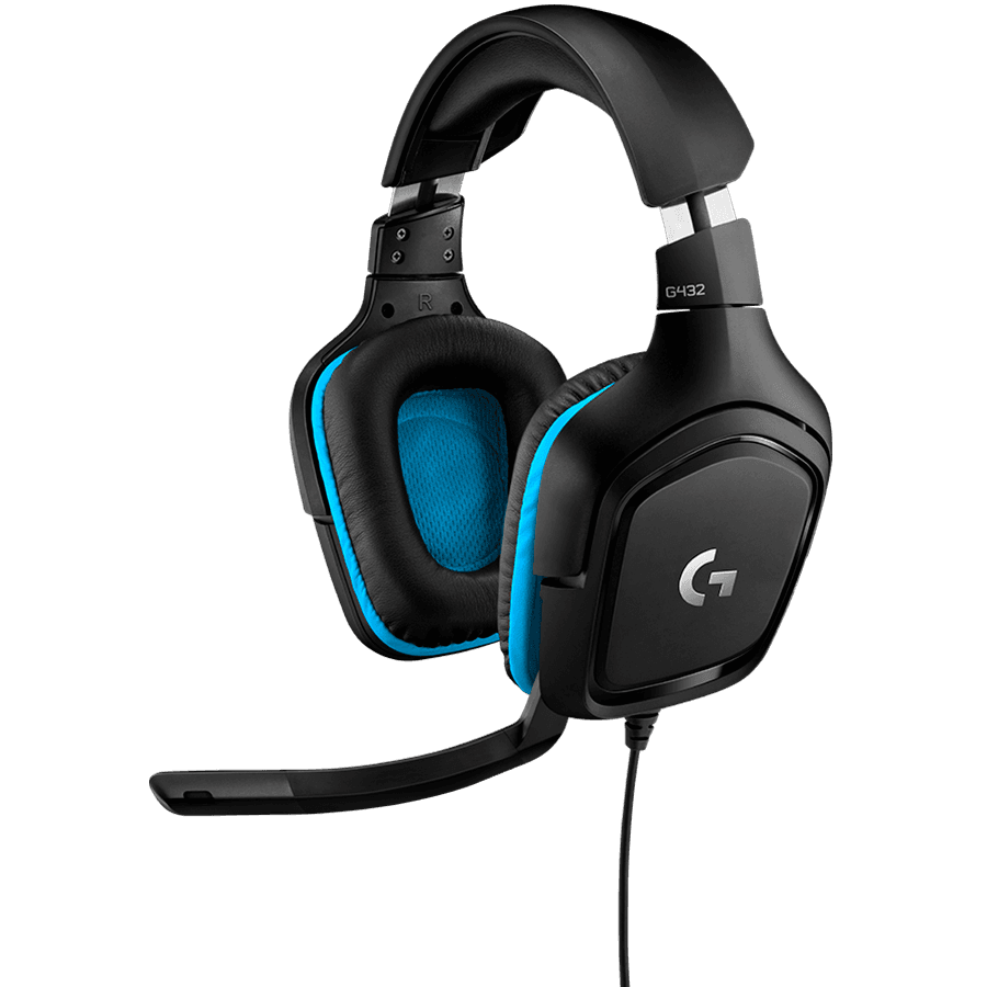 LOGITECH G432 Wired Gaming Headset 7.1 - LEATHERETTE - BLACK/BLUE - USB