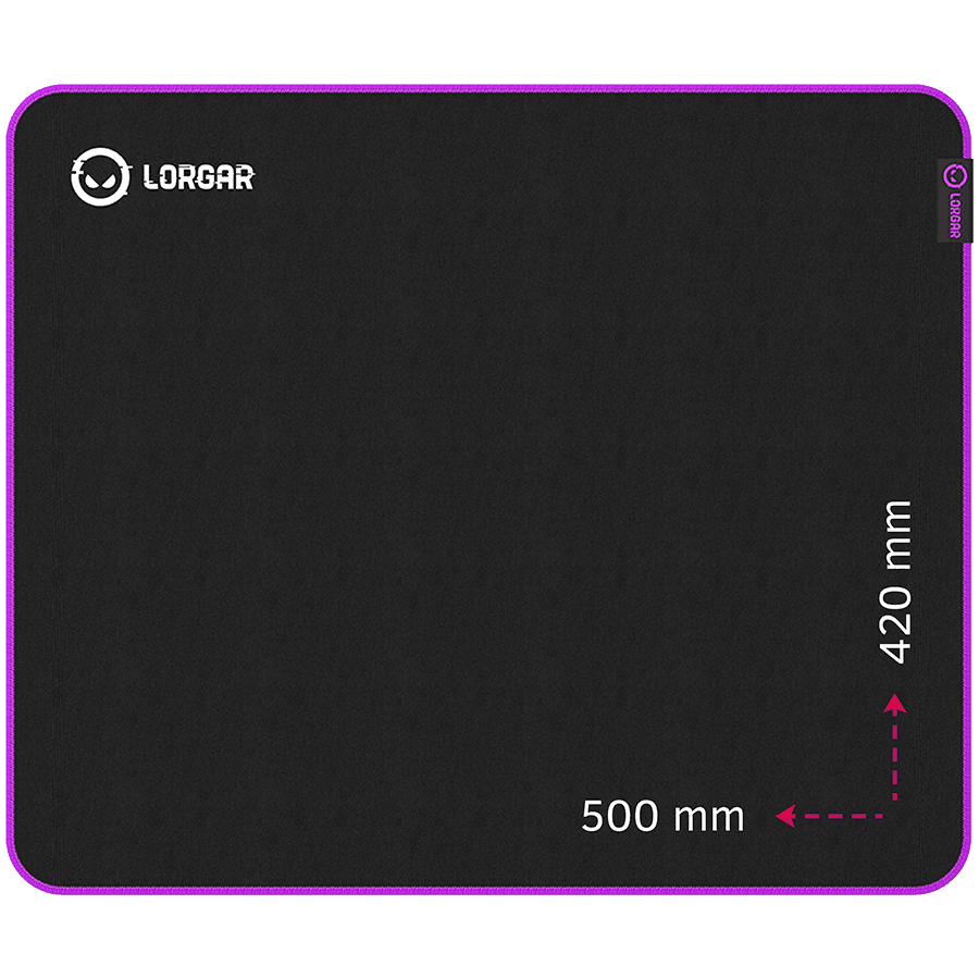 Lorgar Main 315, Gaming mouse pad, High-speed surface, Purple anti-slip rubber base, size: 500mm x 420mm x 3mm, weight 0.39kg